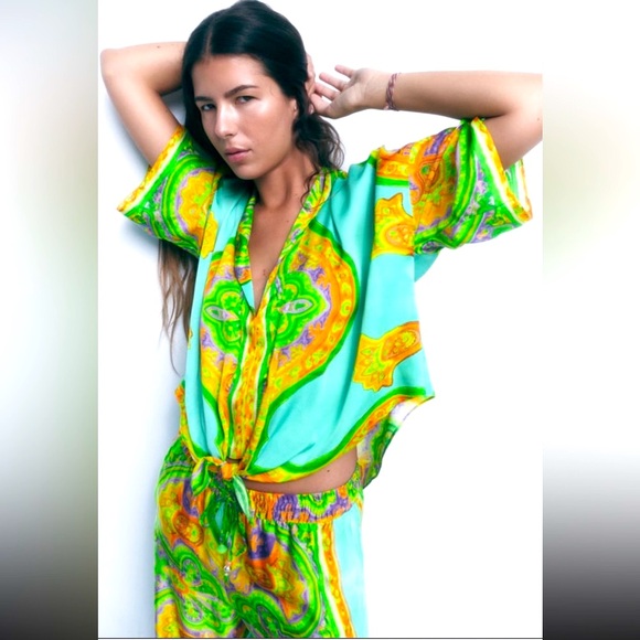 Zara flowy printed blouse - Picture 4 of 12